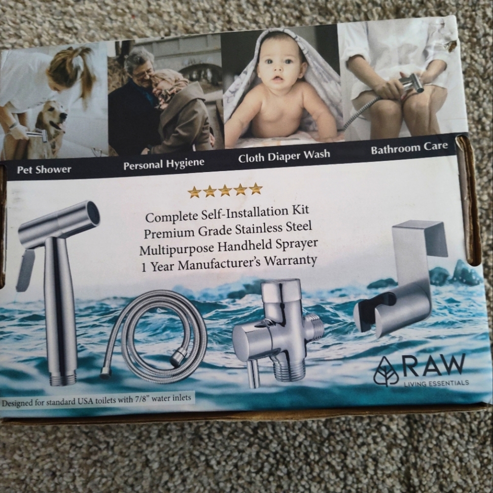 Stainless Steel Handheld Bidet Sprayer Kit - Silver By: RAW Living Essentials